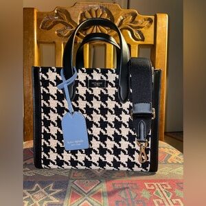 KATE SPADE NEW YORK Chenille Houndstooth Small Manhattan Tote!